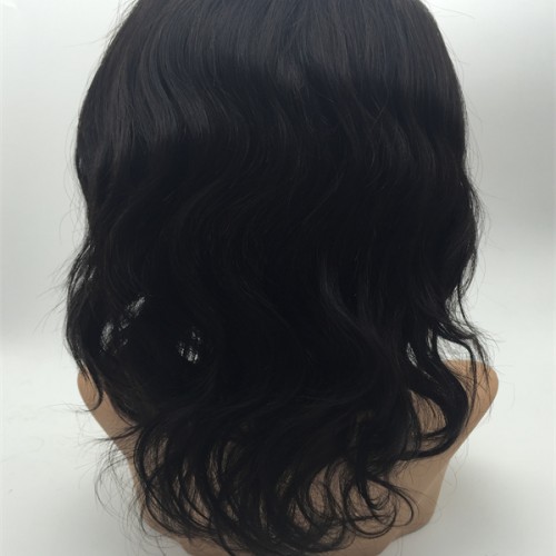 12inch natural color body wave Chinese remy human hair lace front wig