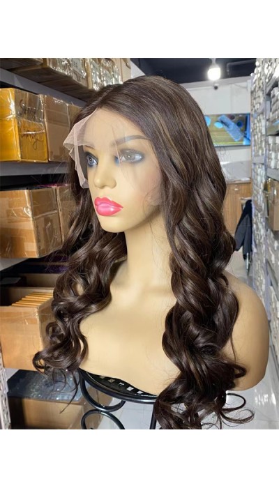 20inch BAYALAGE COLOR  natural hairline with small knots super high quality Chinese virgin human hair lace front celebrity wig