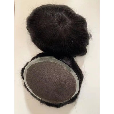 Natural straight lace with PU thin skin base toupee