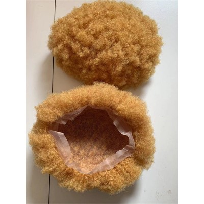 Kinky Afro golden blonde color full lace Toupee