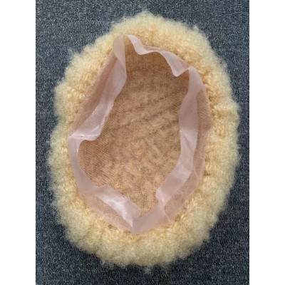 Kinky afro blonde color full lace Toupee