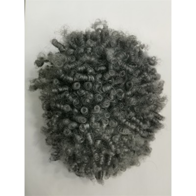 Curly  1B mixed grey color full lace Toupee