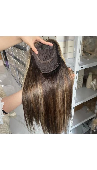 18inch Chinese Virgin human hair natural straight top quality celebrity women topper toupee