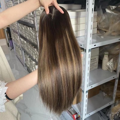 18inch Chinese Virgin human hair natural straight top quality celebrity women topper toupee