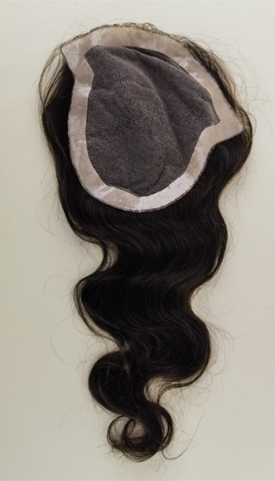 16inch Chinese remy human hair body wave lace with pu hair topper