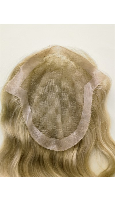16inch Chinese Virgin human hair blonde balayage color lace and pu base hair topper from shinewig