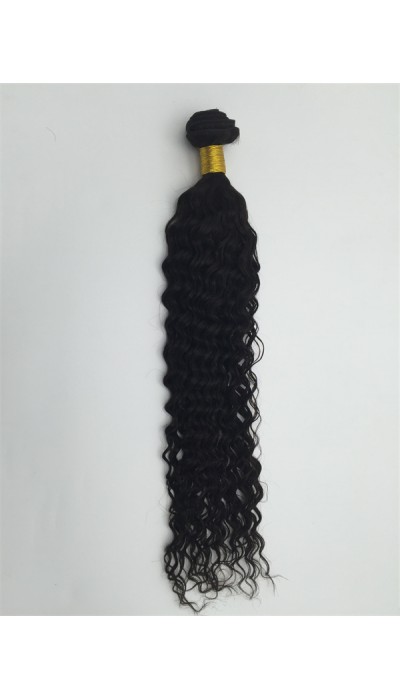 24inch deep curly natural color Indian virgin human hair weft