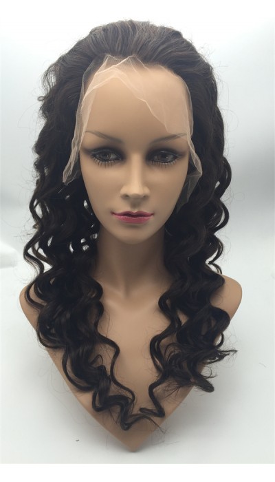 20inch natural color natural hairline beautiful spiral wave Indian remy human hair full lace wig shinewig