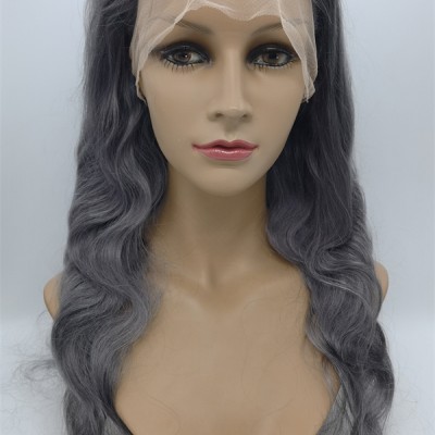22inch dark gray body wavy Chinese remy hair full lace wig