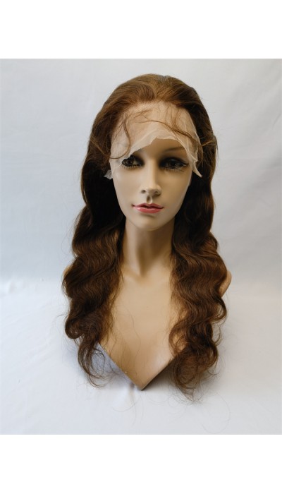 18inch medium brown color body wave Remy human hair full lace wig from shinewig