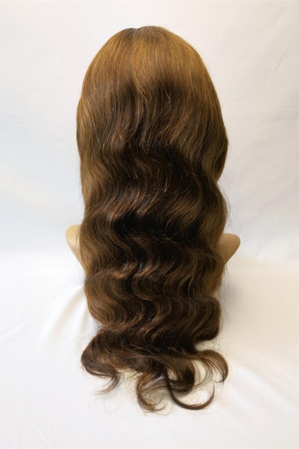 18inch medium brown color body wave Remy human hair full lace wig from shinewig