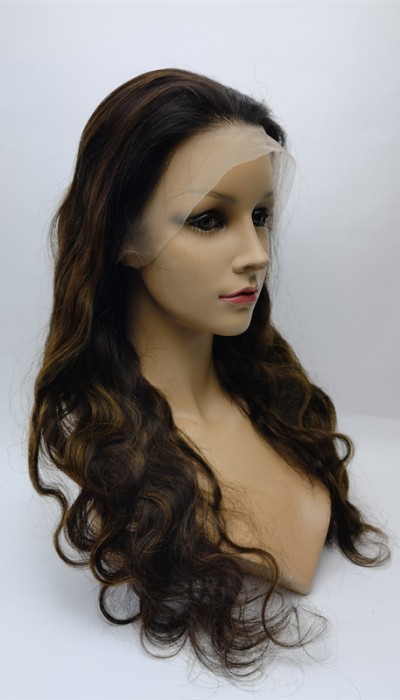22inch piano balayage brown color body wave Chinese remy hair full lace wig shinewig