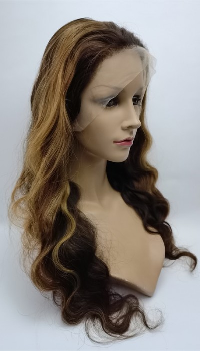 22inch piano balayage OMBRE HIGHLIGHTS color body wave Chinese remy hair full lace wig shinewig