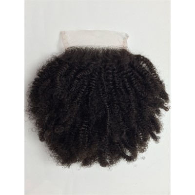 12inch kinky afro curl Indian virgin human hair top closure