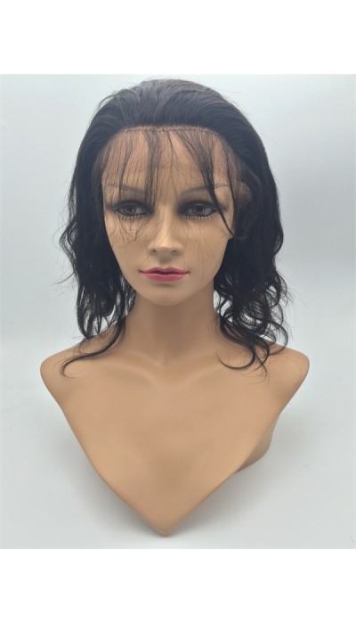 12inch natural color body wave Chinese remy human hair lace front wig