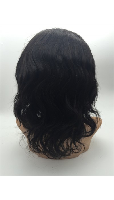 12inch natural color body wave Chinese remy human hair lace front wig