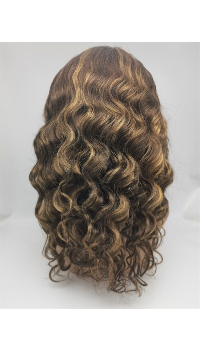 16inch OMBRE COLOR WAVY Chinese virgin human hair natural lace front  wig
