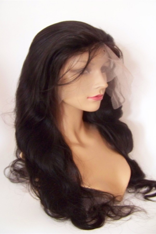 20inch natural color body wave Chinese virgin human hair natural lace front  wig