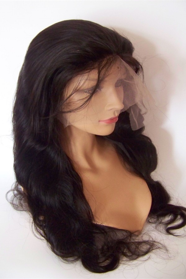 20inch natural color body wave Chinese virgin human hair natural lace front  wig