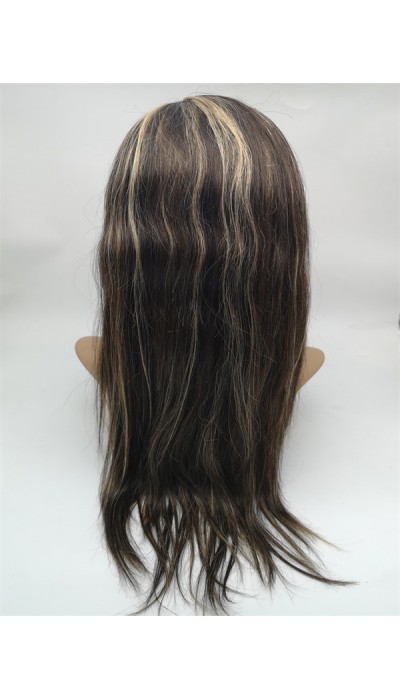 20inch highlights color silk straight Chinese virgin human hair natural lace front  wig