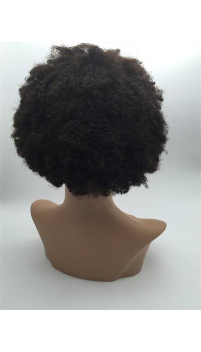 8inch natural color kinky afro Indian vigin hair lace front wig