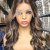 20inch ombre and piano color wavy super high quality Chinese virgin human hair natural lace front celebrity wig