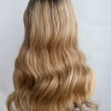 20inch ombre color wavy super high quality Chinese virgin human hair natural lace front celebrity wig