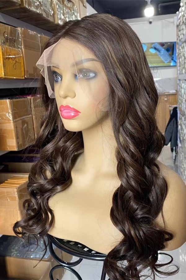 20inch BAYALAGE COLOR  natural hairline with small knots super high quality Chinese virgin human hair lace front celebrity wig