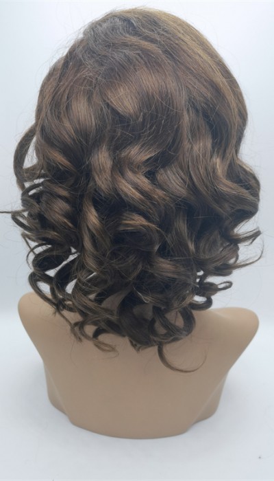 10 inch medium brown curly  Chinese remy human hair PIXIE lace front wig