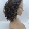 10 inch medium brown curly  Chinese remy human hair BOB lace front wig