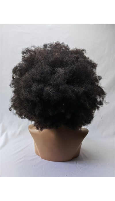 18inch natural color KINKY AFRO remy human hair natural lace front  wig from shinewig