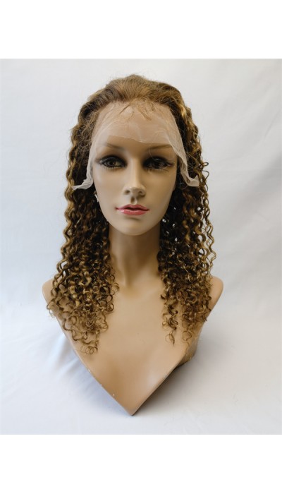 18inch natural color curly remy human hair natural lace front  wig from shinewig