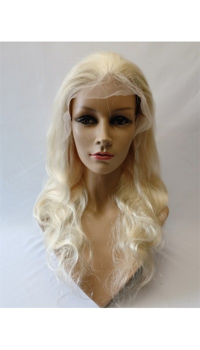 18inch blonde color 60 body wave remy human hair natural lace front  wig from shinewig