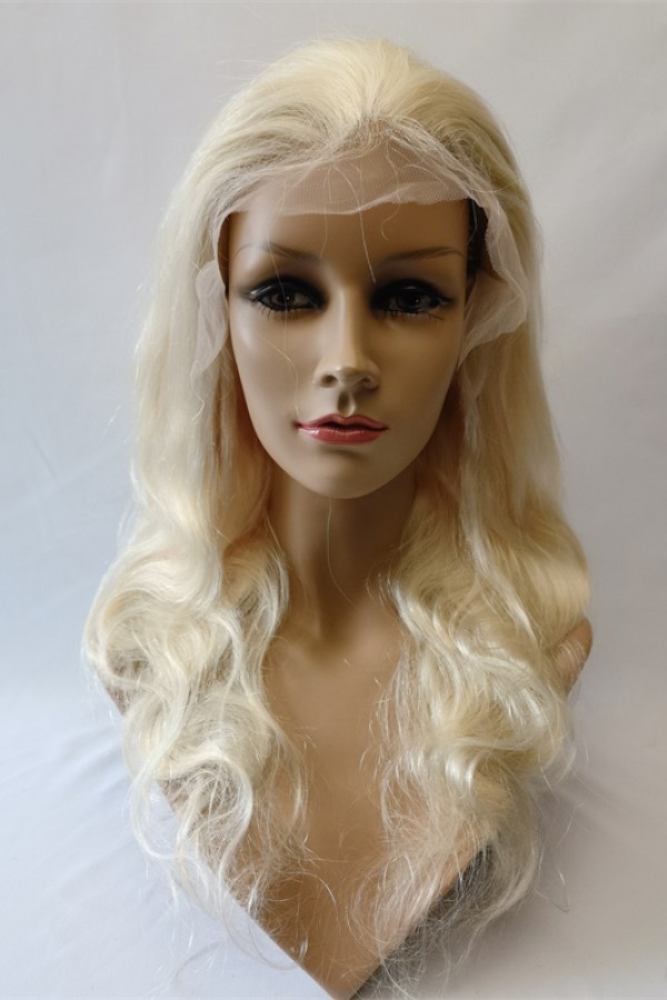 18inch blonde color 60 body wave remy human hair natural lace front  wig from shinewig