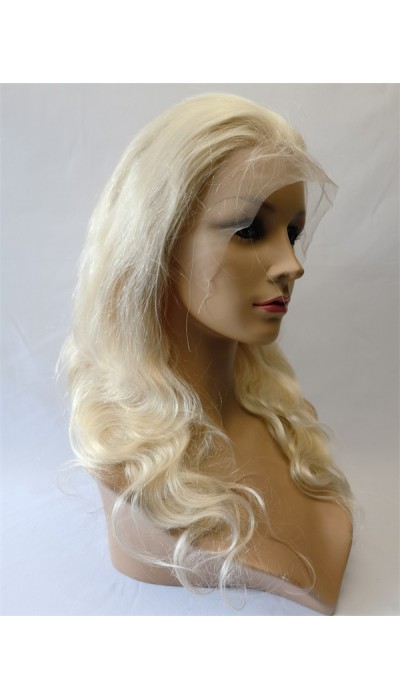 18inch blonde color 60 body wave remy human hair natural lace front  wig from shinewig