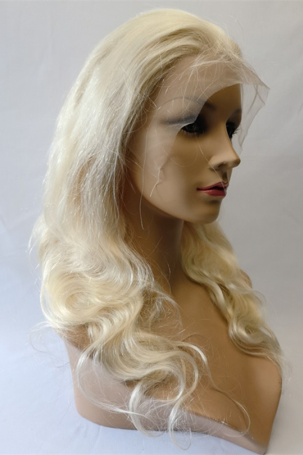 18inch blonde color 60 body wave remy human hair natural lace front  wig from shinewig