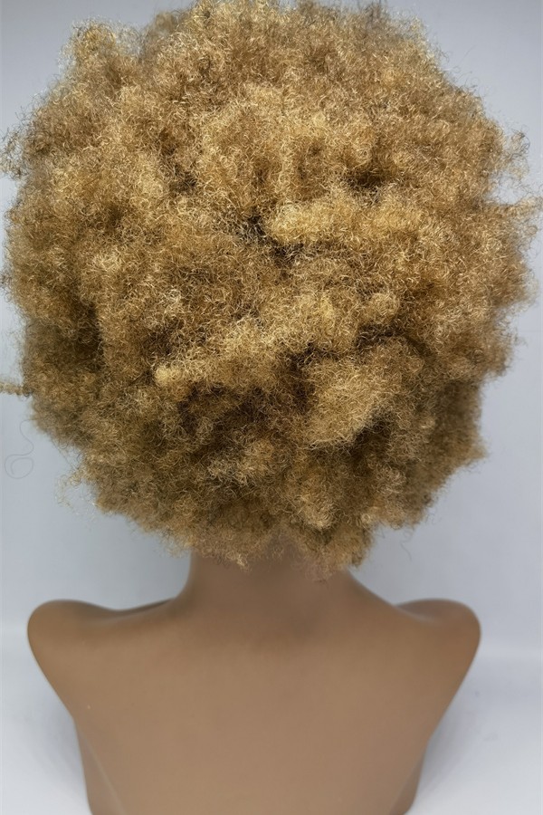 8inch GOLDEN BLONDE 27 kinky afro Chinese remy human hair lace front wig