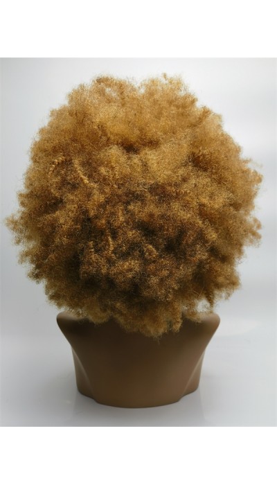 18inch GOLDEN color KINKY AFRO remy human hair natural lace front  wig from shinewig