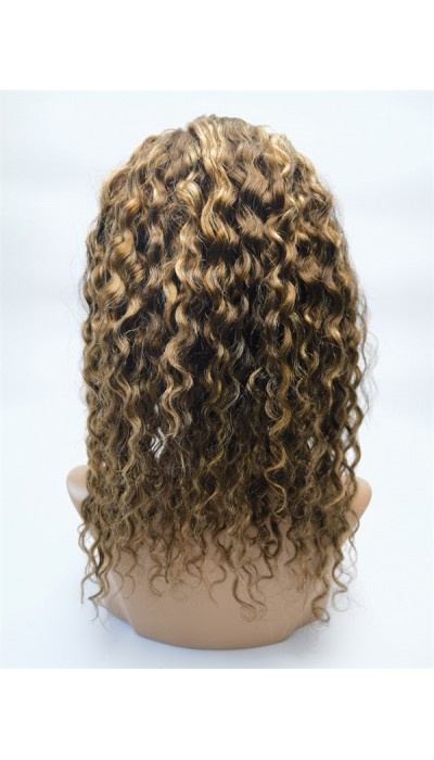 10 inch piano color 4with27  curly remy human hair lace frontal wig