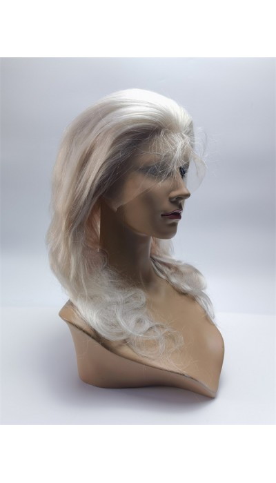 18inch white color body wave remy human hair natural lace front  wig from shinewig