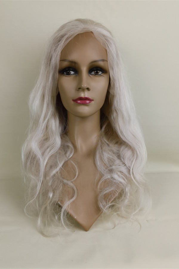 18inch white color body wave remy human hair natural 6inch lace front  wig from shinewig