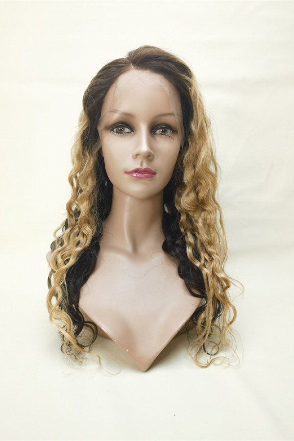 20inch layered color loose curly remy human hair natural lace front  wig from shinewig