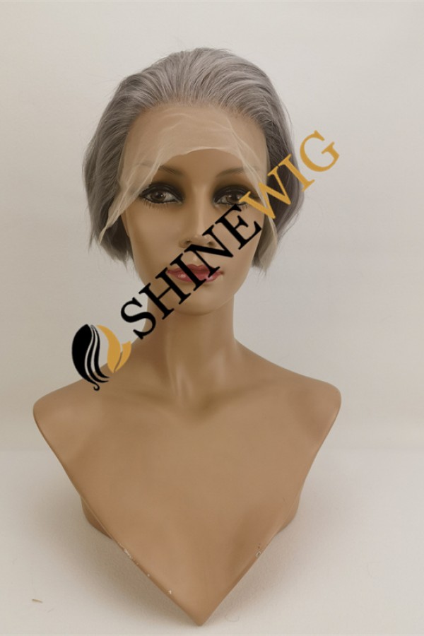 PIXIE style gray white color lace front wig from shinewig