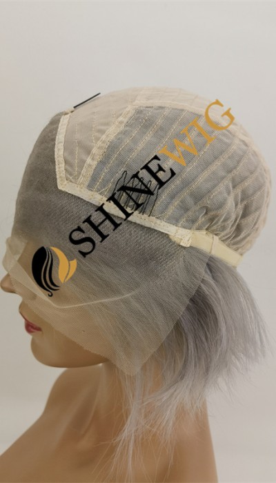PIXIE style gray white color lace front wig from shinewig