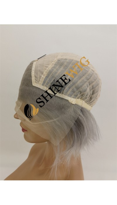 PIXIE style gray white color lace front wig from shinewig