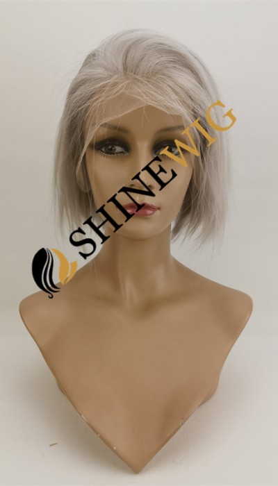 PIXIE style light gray white color lace front wig from shinewig