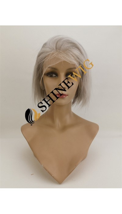 PIXIE style light gray white color lace front wig from shinewig