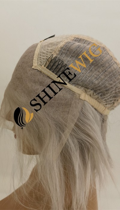 PIXIE style light gray white color lace front wig from shinewig