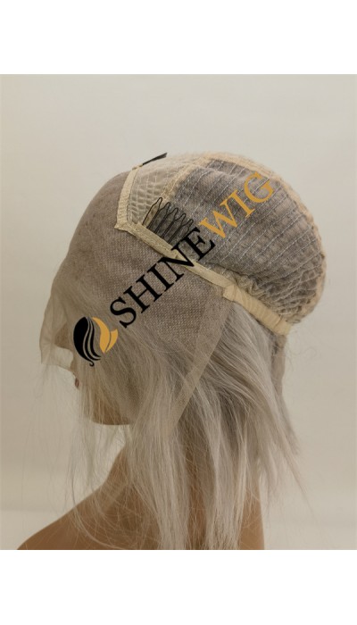 PIXIE style light gray white color lace front wig from shinewig