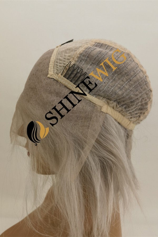 PIXIE style light gray white color lace front wig from shinewig
